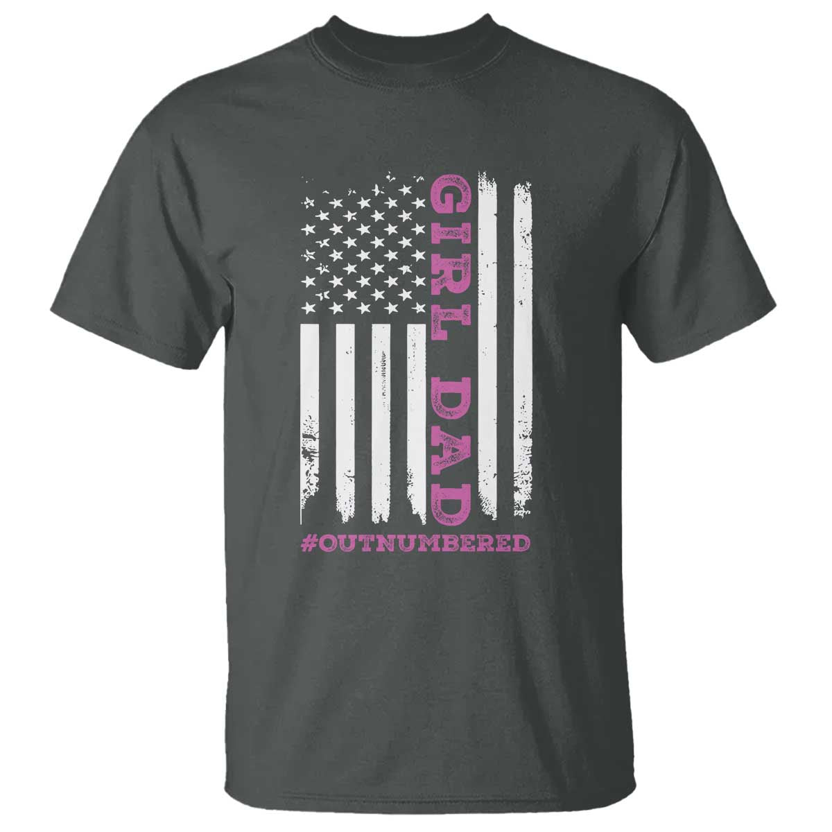 Funny Girl Dad Outnumbered T Shirt Vintage American Flag Father's Day TS11 Print Your Wear