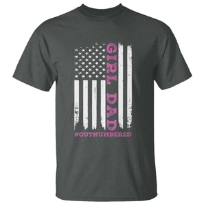 Funny Girl Dad Outnumbered T Shirt Vintage American Flag Father's Day TS11 Dark Heather Print Your Wear