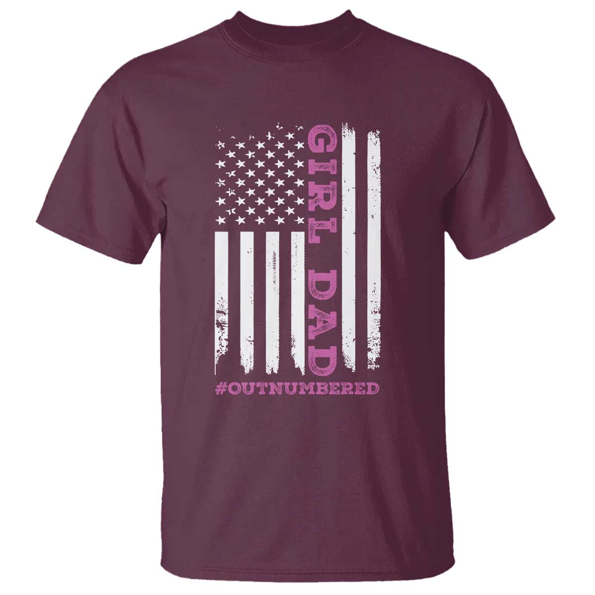 Funny Girl Dad Outnumbered T Shirt Vintage American Flag Father's Day TS11 Print Your Wear