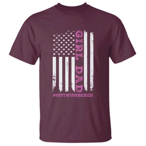 Funny Girl Dad Outnumbered T Shirt Vintage American Flag Father's Day TS11 Maroon Print Your Wear