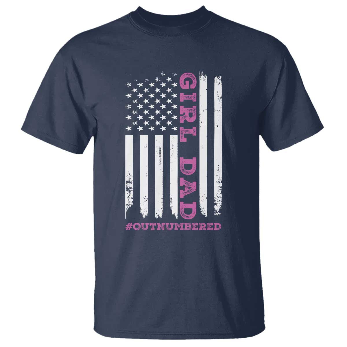 Funny Girl Dad Outnumbered T Shirt Vintage American Flag Father's Day TS11 Print Your Wear