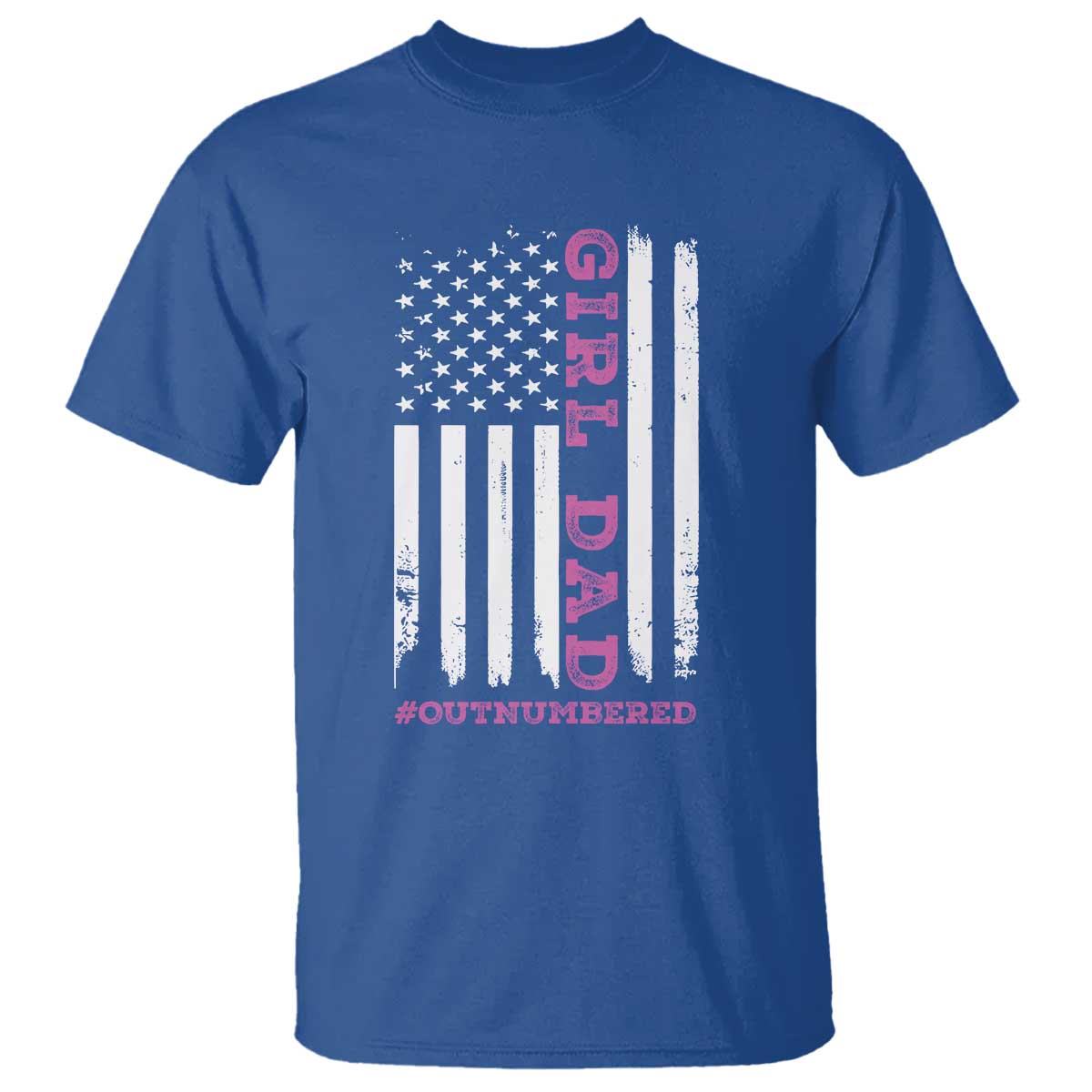 Funny Girl Dad Outnumbered T Shirt Vintage American Flag Father's Day TS11 Print Your Wear