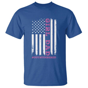 Funny Girl Dad Outnumbered T Shirt Vintage American Flag Father's Day TS11 Royal Blue Print Your Wear