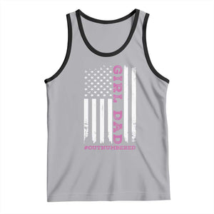 Funny Girl Dad Outnumbered Tank Top Vintage American Flag Father's Day TS11 Athletic Heather Black Print Your Wear