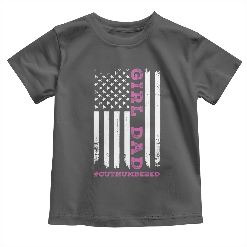 Funny Girl Dad Outnumbered Toddler T Shirt Vintage American Flag Father's Day TS11 Print Your Wear