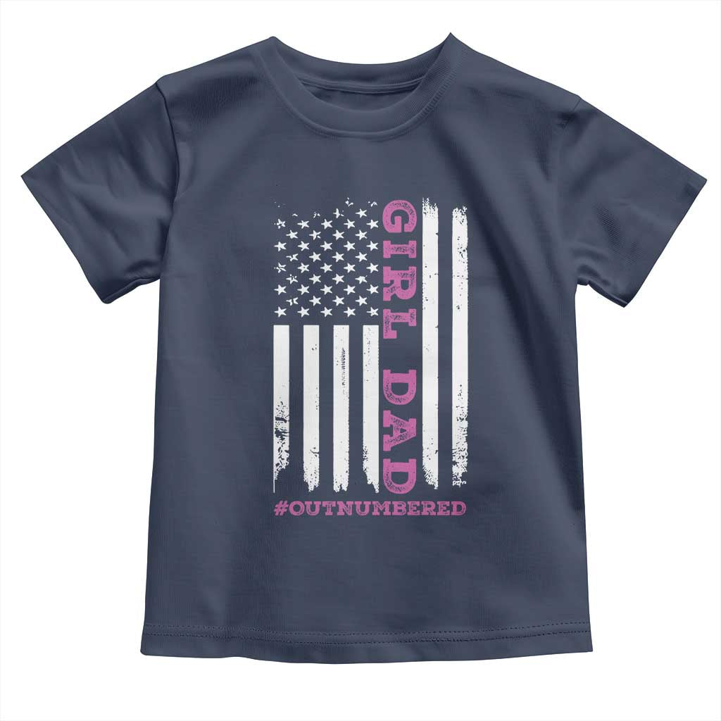 Funny Girl Dad Outnumbered Toddler T Shirt Vintage American Flag Father's Day TS11 Print Your Wear