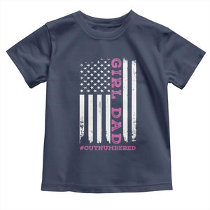 Funny Girl Dad Outnumbered Toddler T Shirt Vintage American Flag Father's Day TS11 Navy Print Your Wear