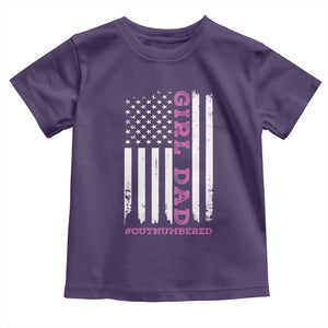 Funny Girl Dad Outnumbered Toddler T Shirt Vintage American Flag Father's Day TS11 Purple Print Your Wear