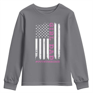Funny Girl Dad Outnumbered Youth Sweatshirt Vintage American Flag Father's Day TS11 Print Your Wear