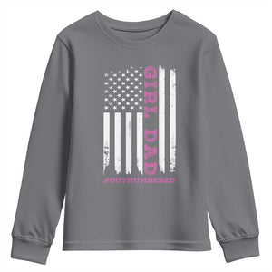 Funny Girl Dad Outnumbered Youth Sweatshirt Vintage American Flag Father's Day TS11 Charcoal Print Your Wear