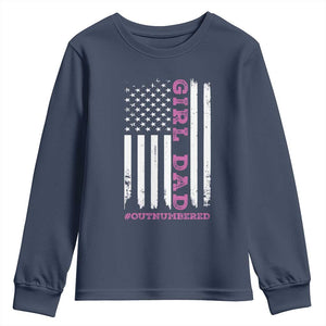 Funny Girl Dad Outnumbered Youth Sweatshirt Vintage American Flag Father's Day TS11 Navy Print Your Wear