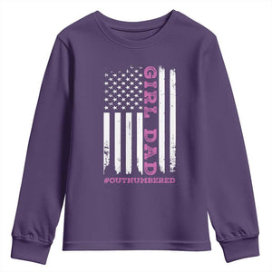 Funny Girl Dad Outnumbered Youth Sweatshirt Vintage American Flag Father's Day TS11 Purple Print Your Wear