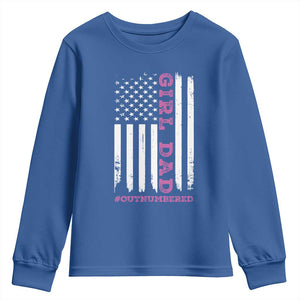 Funny Girl Dad Outnumbered Youth Sweatshirt Vintage American Flag Father's Day TS11 Royal Blue Print Your Wear