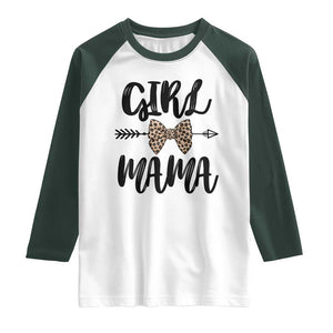 Funny Girl Mama Raglan Shirt Leopard New Mom Mother's Day TS11 White Dark Forest Green Print Your Wear