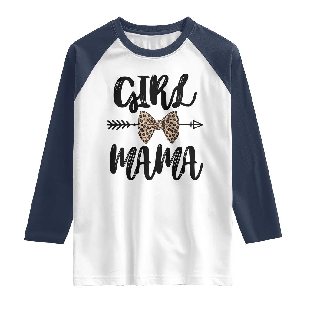 Funny Girl Mama Raglan Shirt Leopard New Mom Mother's Day TS11 White Navy Print Your Wear