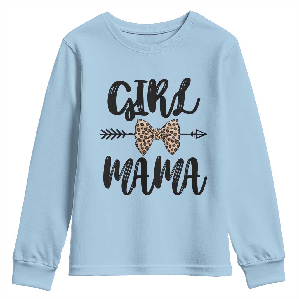 Funny Girl Mama Youth Sweatshirt Leopard New Mom Mother's Day TS11 Light Blue Print Your Wear