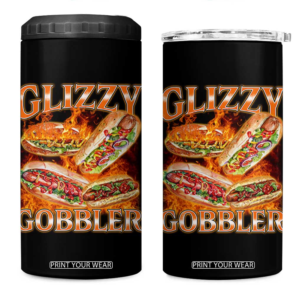 Funny Glizzy Gobbler 4 in 1 Can Cooler Tumbler Glizzy Hot Dog Meme Hilarious TS11 One Size: 16 oz Black Print Your Wear