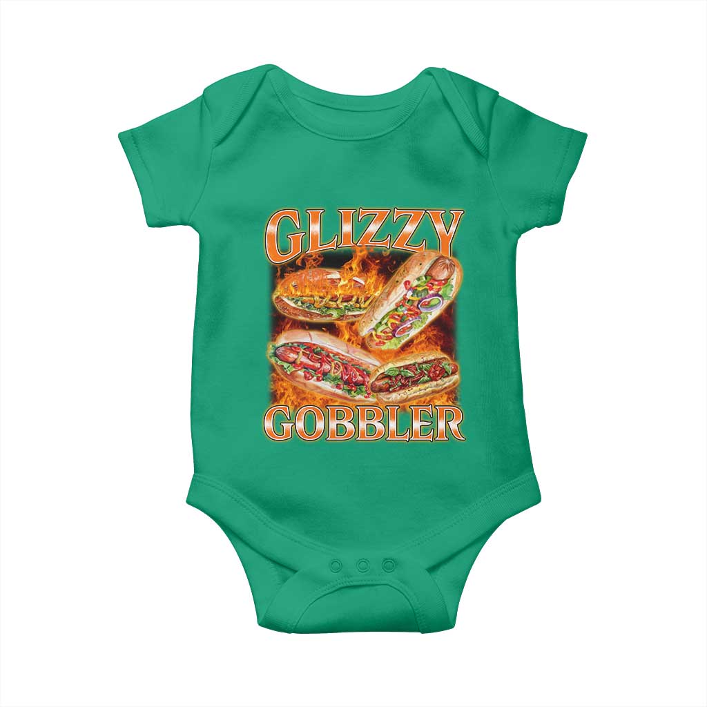 Funny Glizzy Gobbler Baby Onesie Glizzy Hot Dog Meme Hilarious TS11 Irish Green Print Your Wear