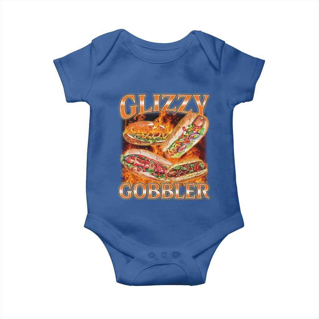Funny Glizzy Gobbler Baby Onesie Glizzy Hot Dog Meme Hilarious TS11 Royal Blue Print Your Wear
