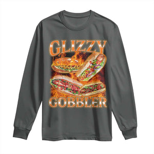 Funny Glizzy Gobbler Long Sleeve Shirt Glizzy Hot Dog Meme Hilarious TS11 Dark Heather Print Your Wear