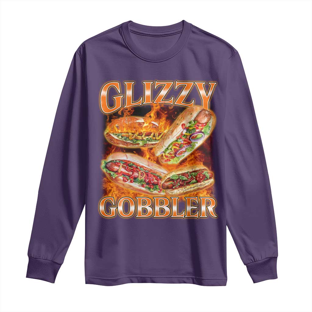 Funny Glizzy Gobbler Long Sleeve Shirt Glizzy Hot Dog Meme Hilarious TS11 Purple Print Your Wear