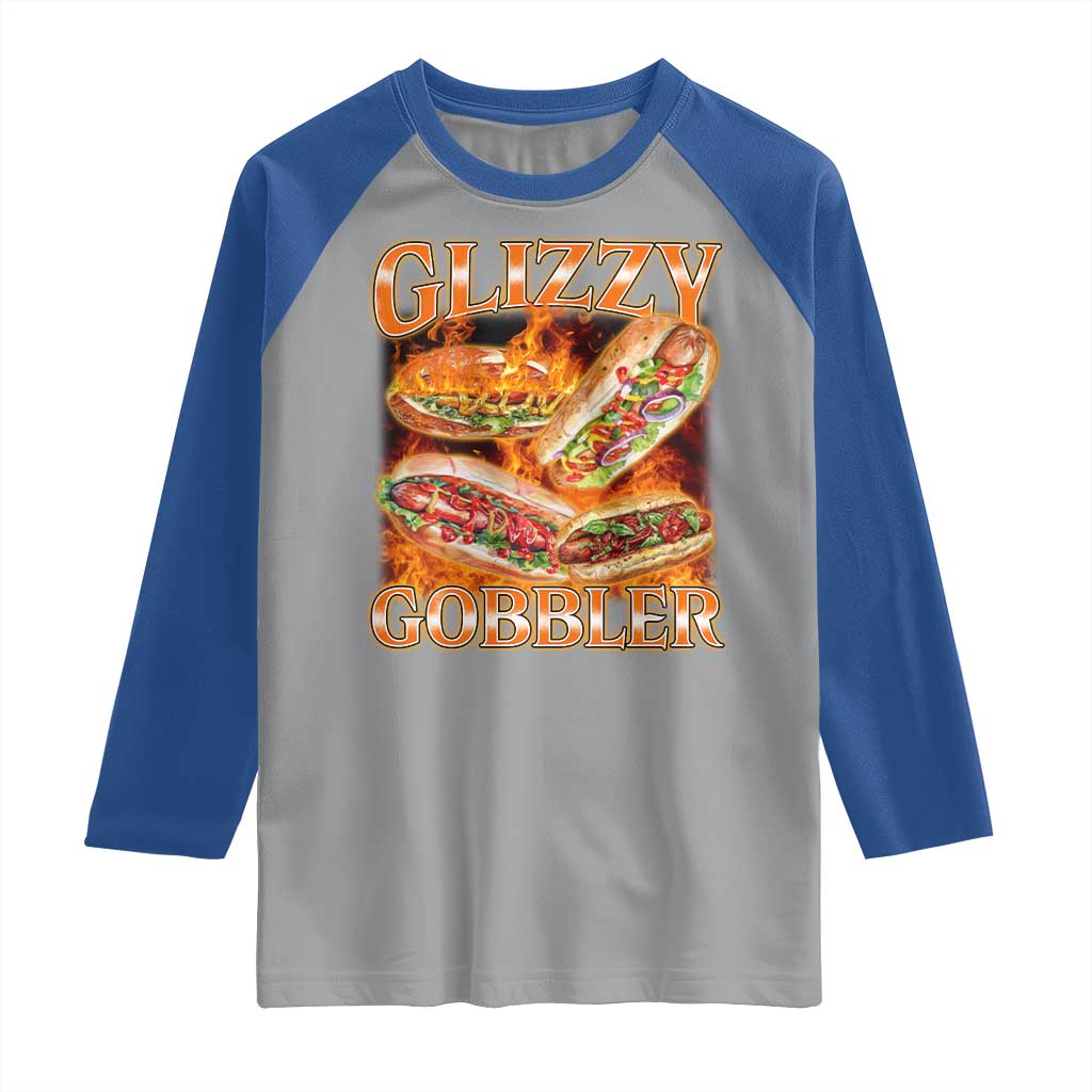 Funny Glizzy Gobbler Raglan Shirt Glizzy Hot Dog Meme Hilarious TS11 Sport Gray Royal Print Your Wear