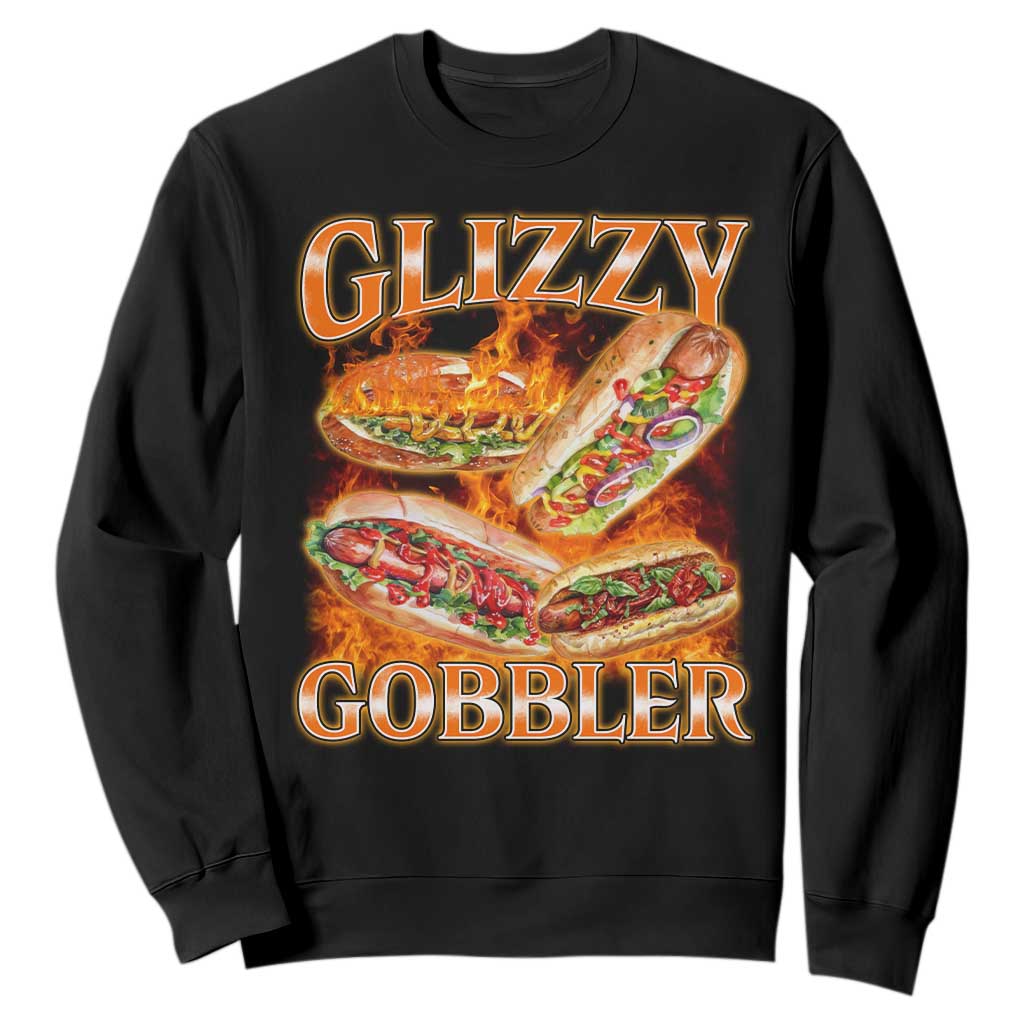 Funny Glizzy Gobbler Sweatshirt Glizzy Hot Dog Meme Hilarious TS11 Black Print Your Wear