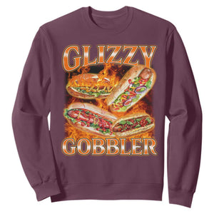 Funny Glizzy Gobbler Sweatshirt Glizzy Hot Dog Meme Hilarious TS11 Maroon Print Your Wear