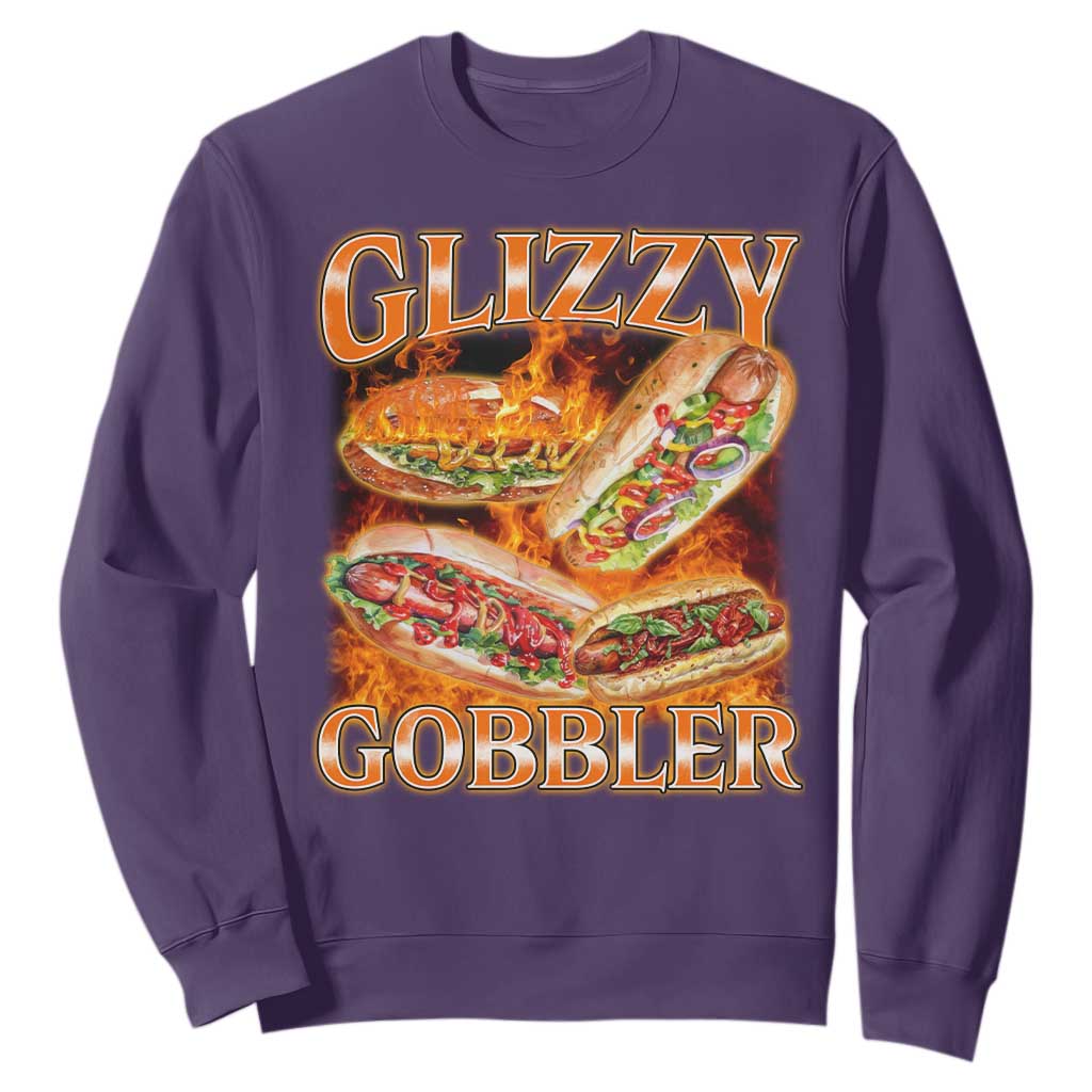 Funny Glizzy Gobbler Sweatshirt Glizzy Hot Dog Meme Hilarious TS11 Purple Print Your Wear