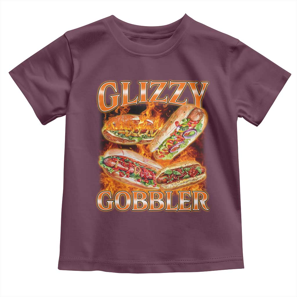 Funny Glizzy Gobbler Toddler T Shirt Glizzy Hot Dog Meme Hilarious TS11 Maroon Print Your Wear