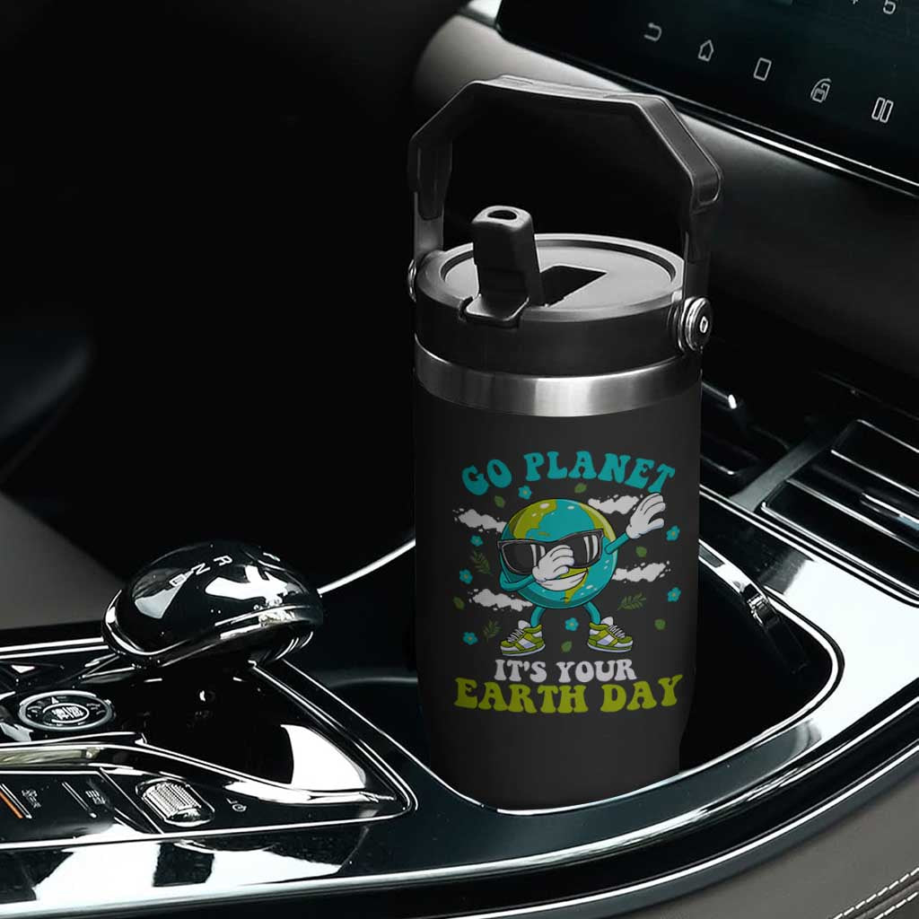 Funny Go Planet It's Your Earth Day Flip Straw Tumbler Dabbing Earth Flower TS11 Print Your Wear