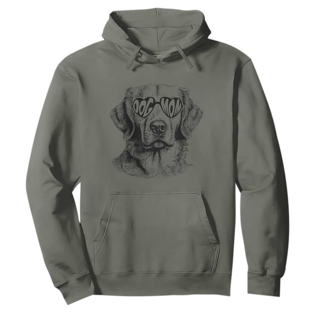 Funny Golden Retirever Dog Mom Hoodie Heart Shaped Sunglasses TS11 Military Green Print Your Wear