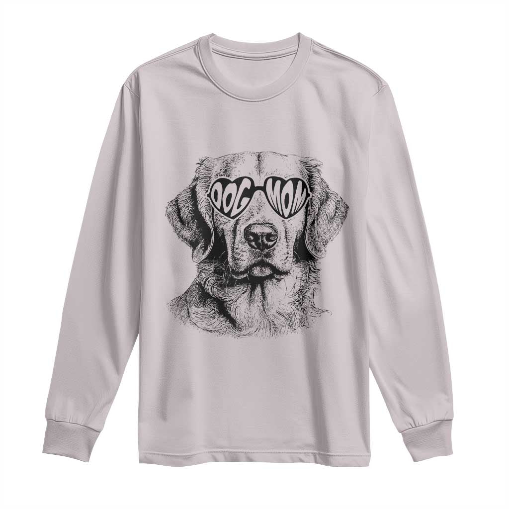 Funny Golden Retirever Dog Mom Long Sleeve Shirt Heart Shaped Sunglasses TS11 Ice Gray Print Your Wear