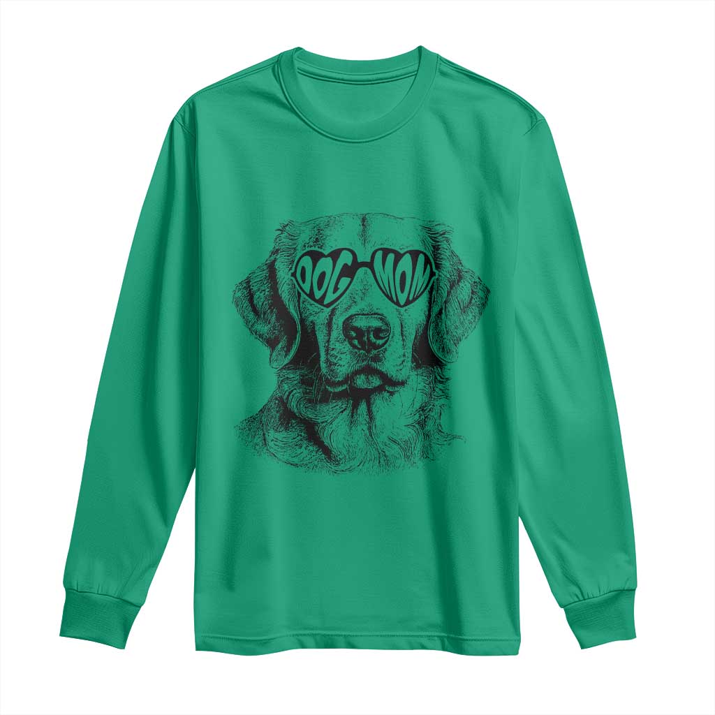 Funny Golden Retirever Dog Mom Long Sleeve Shirt Heart Shaped Sunglasses TS11 Irish Green Print Your Wear
