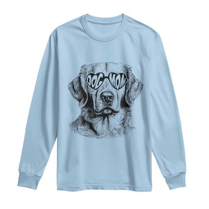 Funny Golden Retirever Dog Mom Long Sleeve Shirt Heart Shaped Sunglasses TS11 Light Blue Print Your Wear