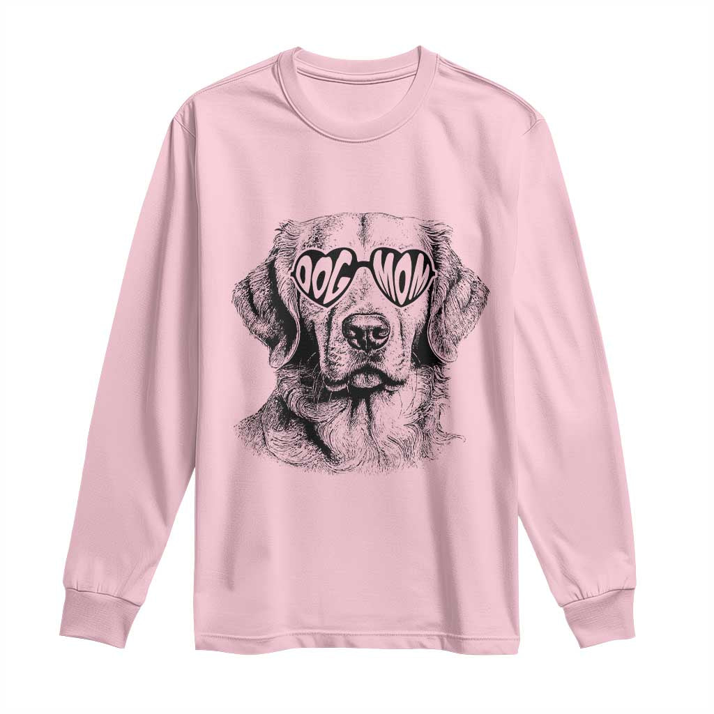 Funny Golden Retirever Dog Mom Long Sleeve Shirt Heart Shaped Sunglasses TS11 Light Pink Print Your Wear