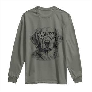 Funny Golden Retirever Dog Mom Long Sleeve Shirt Heart Shaped Sunglasses TS11 Military Green Print Your Wear