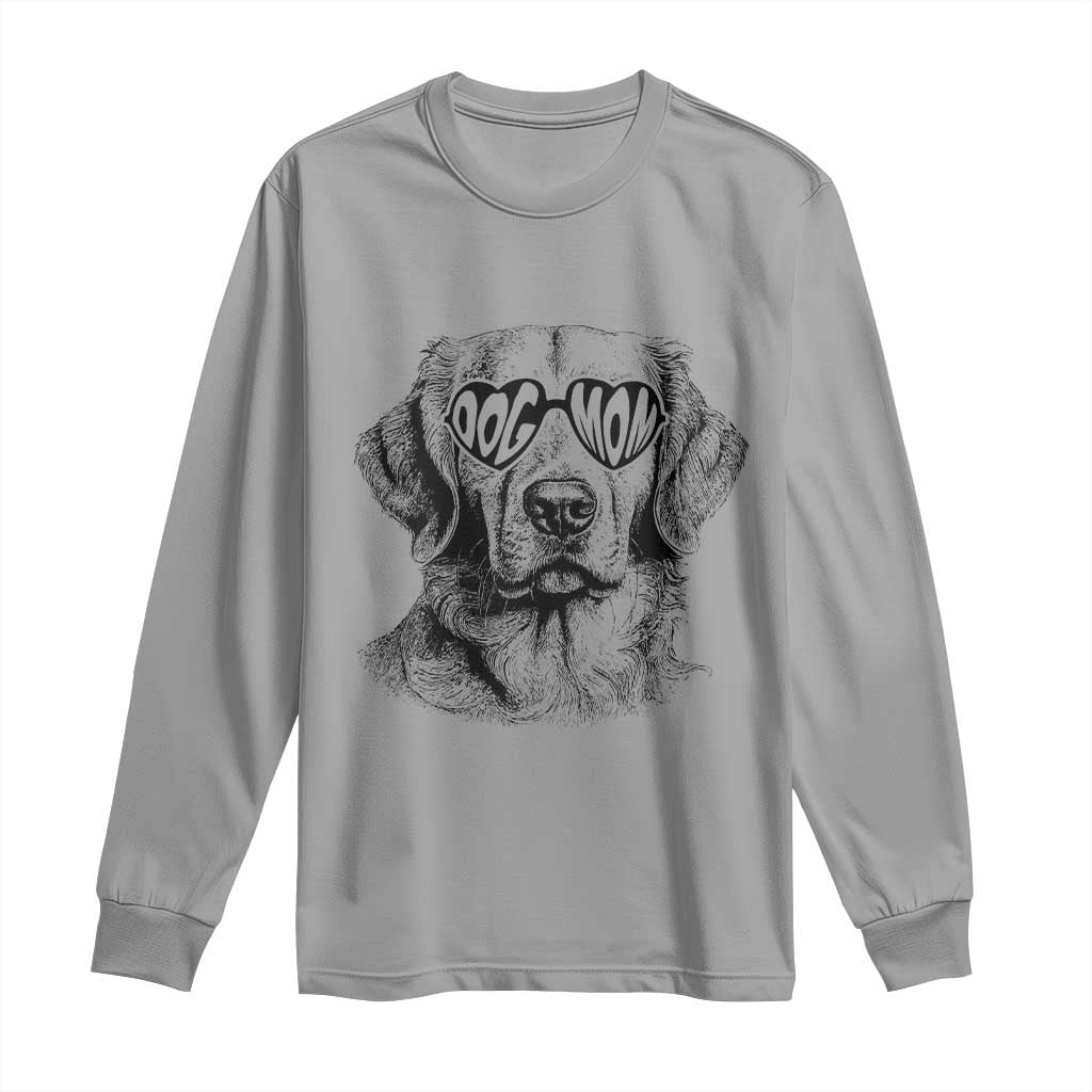 Funny Golden Retirever Dog Mom Long Sleeve Shirt Heart Shaped Sunglasses TS11 Sport Gray Print Your Wear