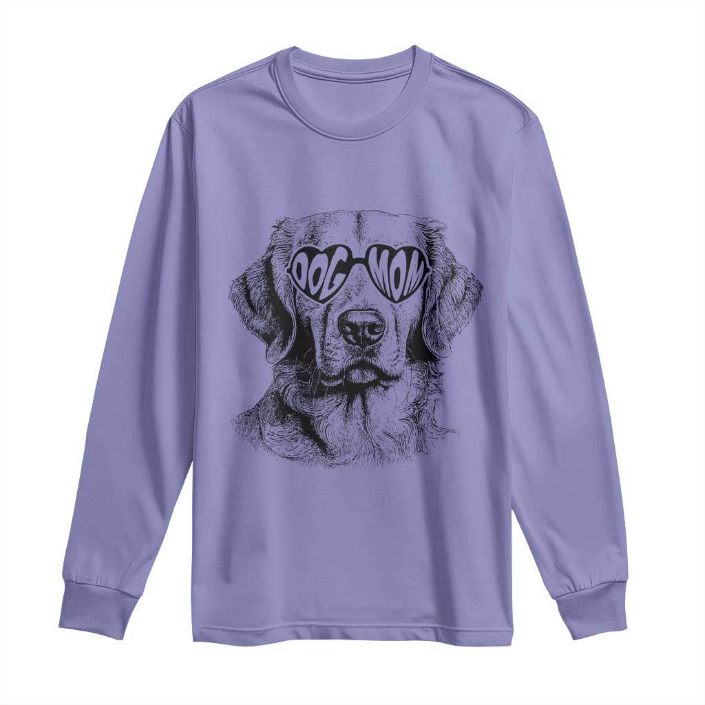 Funny Golden Retirever Dog Mom Long Sleeve Shirt Heart Shaped Sunglasses TS11 Violet Print Your Wear