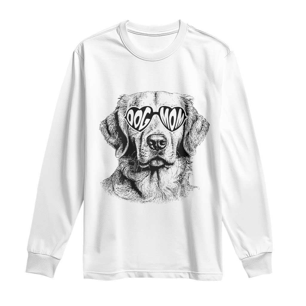 Funny Golden Retirever Dog Mom Long Sleeve Shirt Heart Shaped Sunglasses TS11 White Print Your Wear