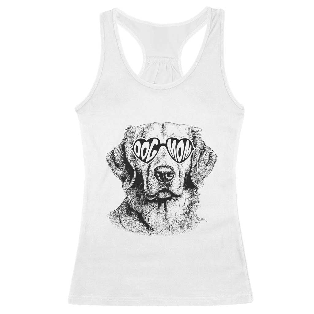 Funny Golden Retirever Dog Mom Racerback Tank Top Heart Shaped Sunglasses TS11 White Print Your Wear