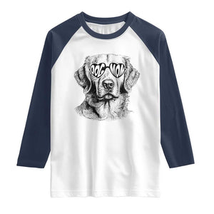 Funny Golden Retirever Dog Mom Raglan Shirt Heart Shaped Sunglasses TS11 White Navy Print Your Wear