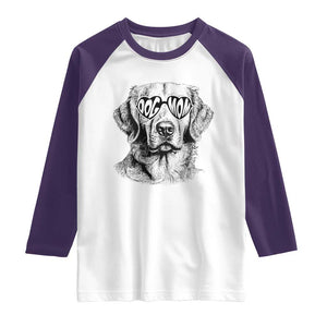Funny Golden Retirever Dog Mom Raglan Shirt Heart Shaped Sunglasses TS11 White Purple Print Your Wear