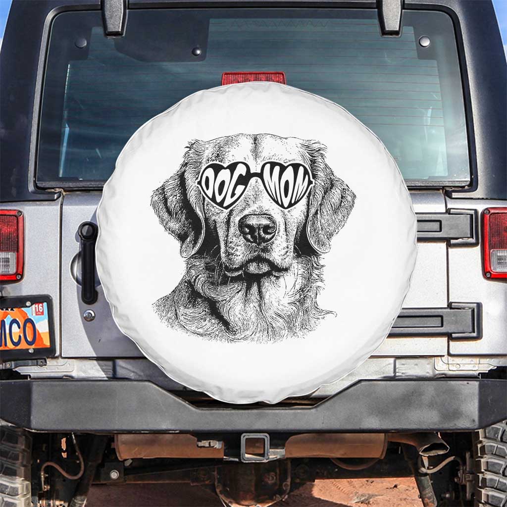 Funny Golden Retirever Dog Mom Spare Tire Cover Heart Shaped Sunglasses TS11 No hole White Print Your Wear