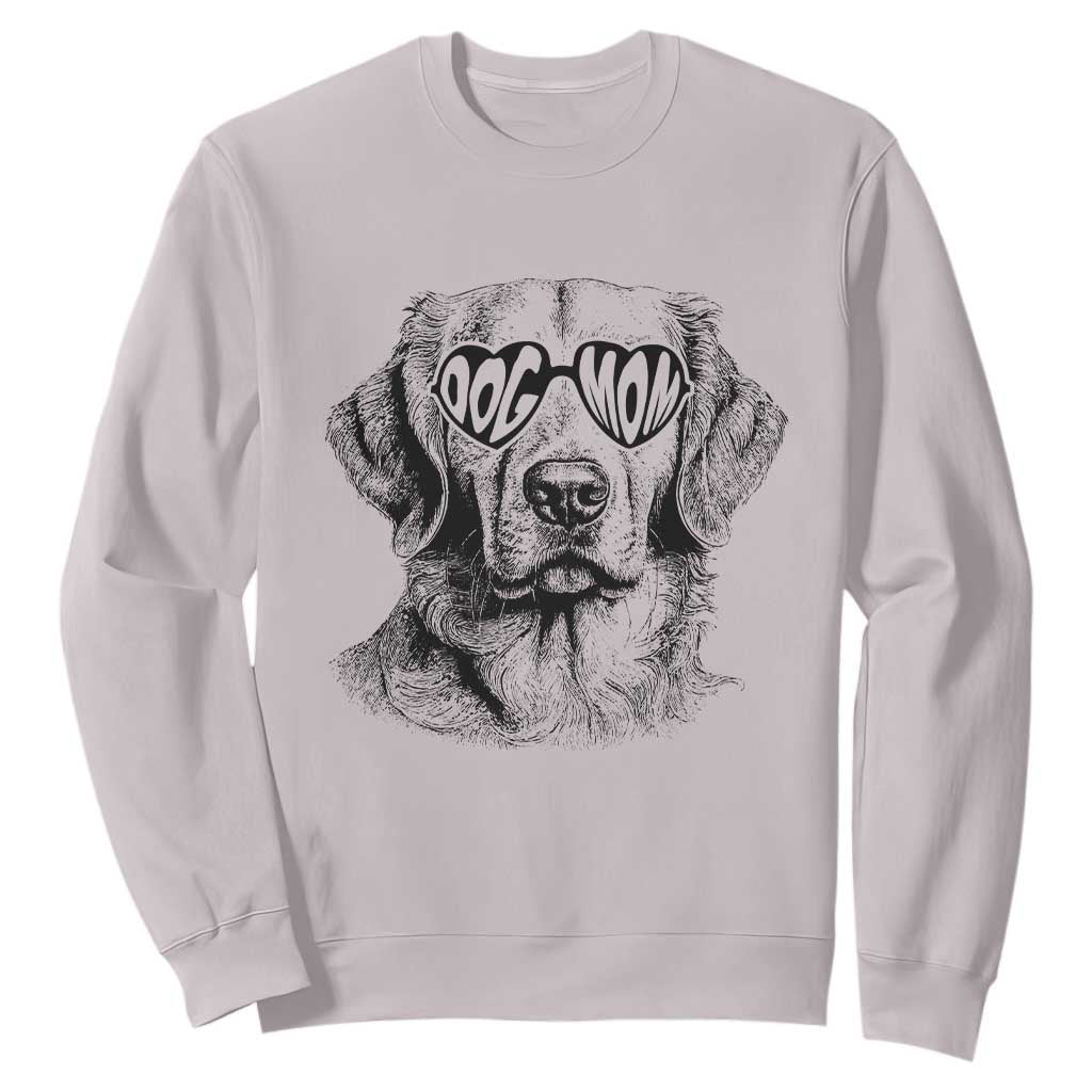 Funny Golden Retirever Dog Mom Sweatshirt Heart Shaped Sunglasses TS11 Ice Gray Print Your Wear