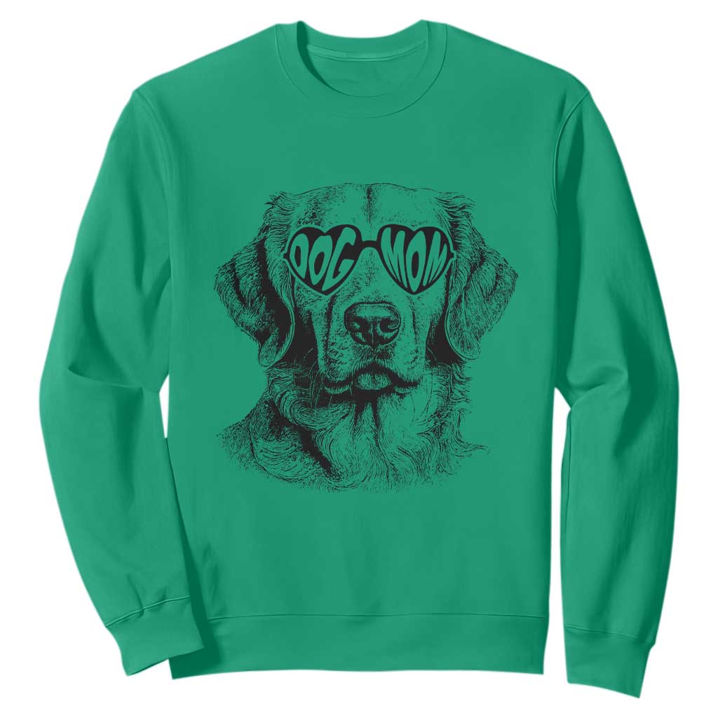 Funny Golden Retirever Dog Mom Sweatshirt Heart Shaped Sunglasses TS11 Irish Green Print Your Wear