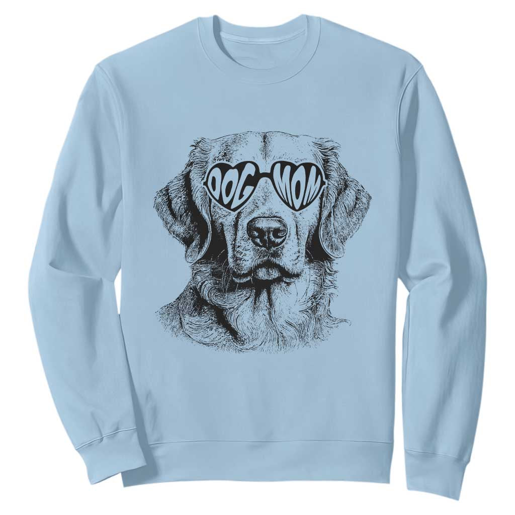 Funny Golden Retirever Dog Mom Sweatshirt Heart Shaped Sunglasses TS11 Light Blue Print Your Wear
