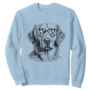 Funny Golden Retirever Dog Mom Sweatshirt Heart Shaped Sunglasses TS11 Light Blue Print Your Wear