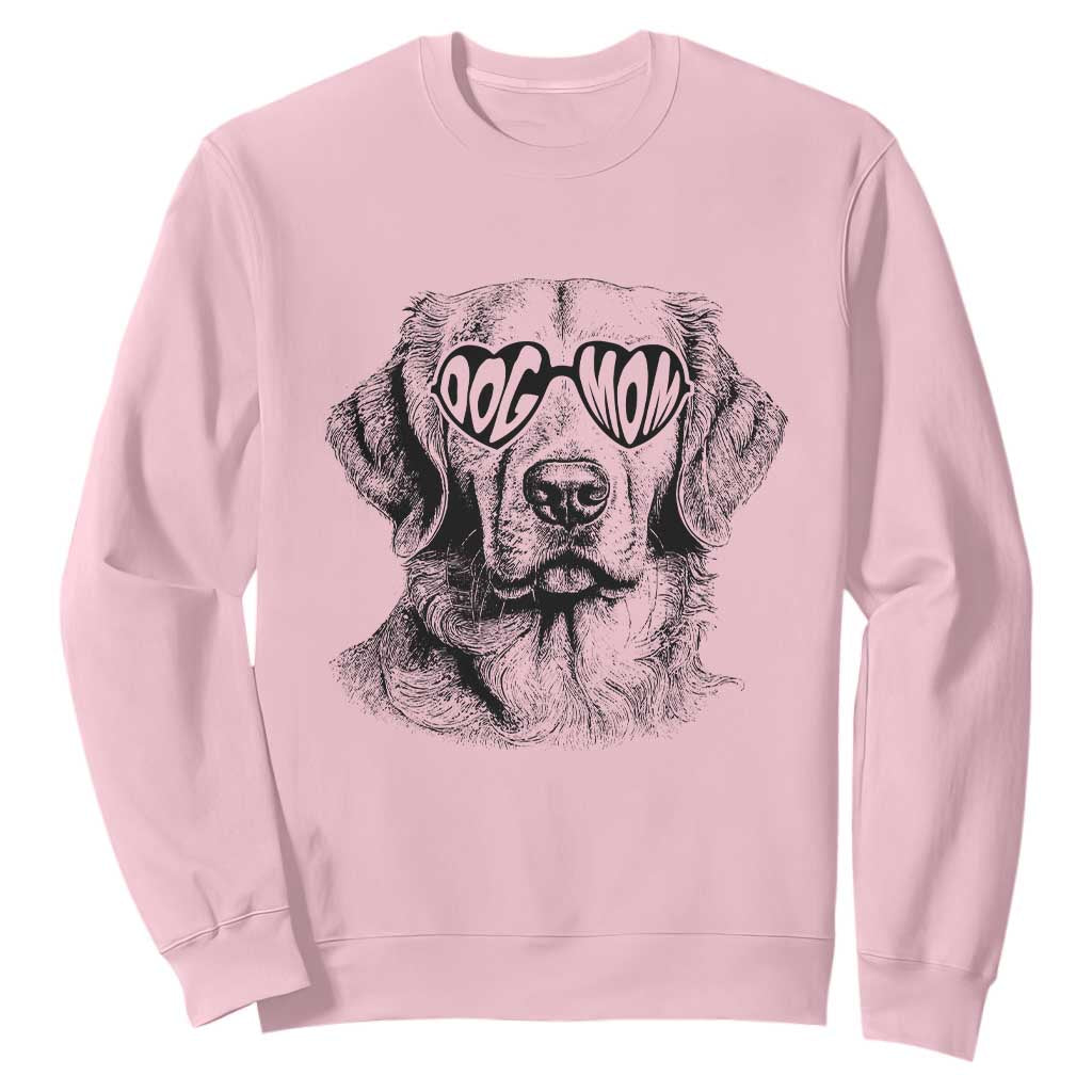 Funny Golden Retirever Dog Mom Sweatshirt Heart Shaped Sunglasses TS11 Light Pink Print Your Wear
