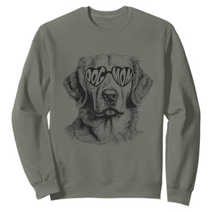Funny Golden Retirever Dog Mom Sweatshirt Heart Shaped Sunglasses TS11 Military Green Print Your Wear